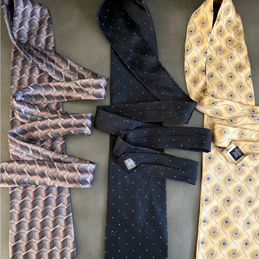 Stafford Silk Tie Set in Blue, Gold, and Tan and brown